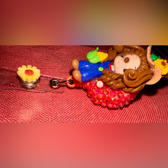 Charming Doll Keychain with Blue Overalls and Brown Hair - Picture 3 of 6
